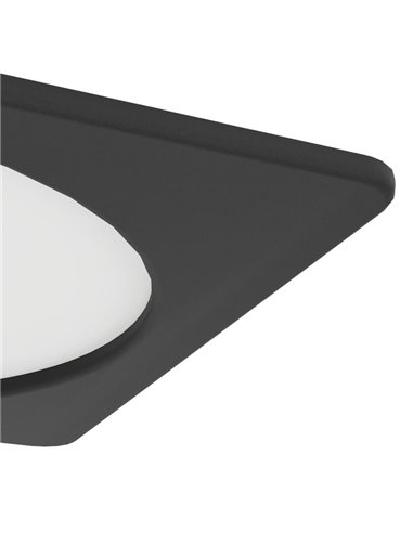 Downlight empotrable LED cuadrado 166×166mm negro FUEVA 6, CCT (2700K-4000K-6500K), 10,5W 1200Lm, IP20