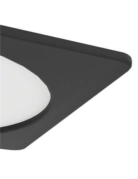 Downlight empotrable LED cuadrado 166×166mm negro FUEVA 6, CCT (2700K-4000K-6500K), 10,5W 1200Lm, IP20