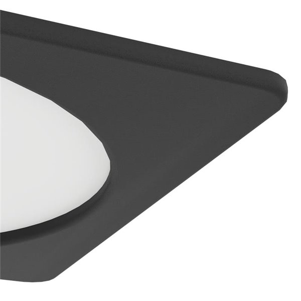 Downlight empotrable LED cuadrado 166×166mm negro FUEVA 6, CCT (2700K-4000K-6500K), 10,5W 1200Lm, IP20