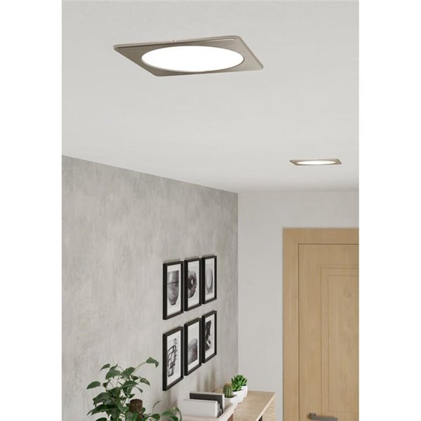 Luminaria empotrable LED cuadrada FUEVA 6 níquel 166×166mm, CCT (2700K-4000K-6500K), 10,5W 1200Lm, IP20
