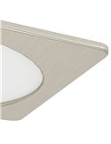 Luminaria empotrable LED cuadrada FUEVA 6 níquel 166×166mm, CCT (2700K-4000K-6500K), 10,5W 1200Lm, IP20