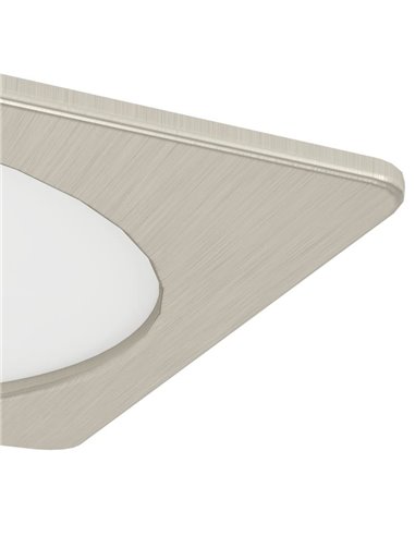 Luminaria empotrable LED cuadrada FUEVA 6 níquel 166×166mm, CCT (2700K-4000K-6500K), 10,5W 1200Lm, IP20