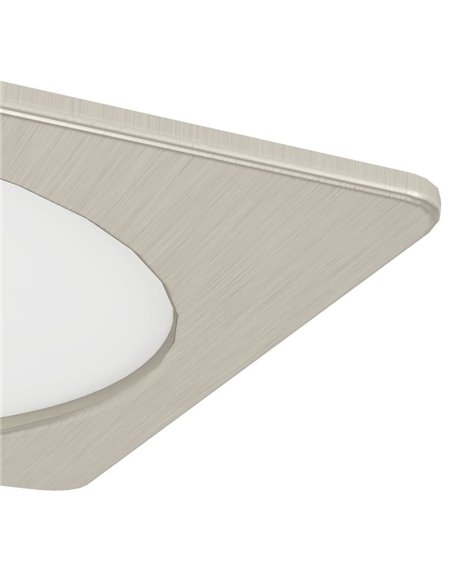 Luminaria empotrable LED cuadrada FUEVA 6 níquel 166×166mm, CCT (2700K-4000K-6500K), 10,5W 1200Lm, IP20