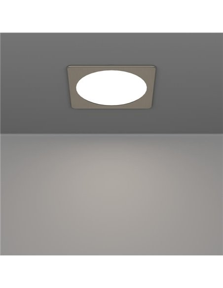 Luminaria empotrable LED cuadrada FUEVA 6 níquel 166×166mm, CCT (2700K-4000K-6500K), 10,5W 1200Lm, IP20