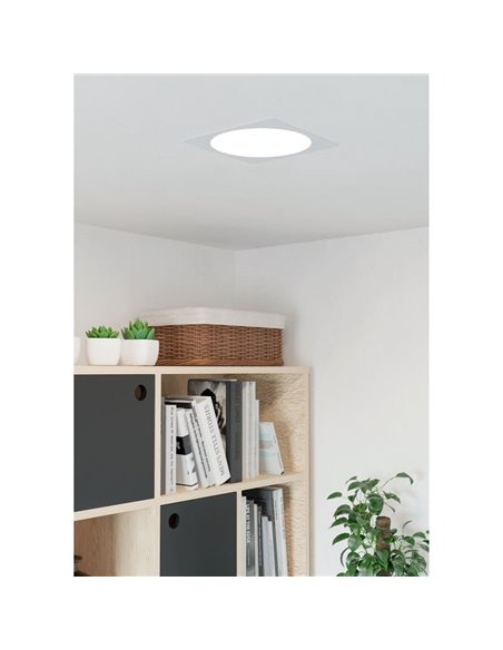 Downlight LED empotrable cuadrado 216×216mm blanco FUEVA 6, CCT (2700K-4000K-6500K), 18,5W 2100Lm, IP20
