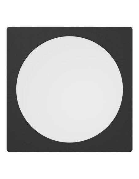 Downlight empotrable LED cuadrado 216×216mm negro FUEVA 6, CCT (2700K-4000K-6500K), 18,5W 2100Lm, IP20
