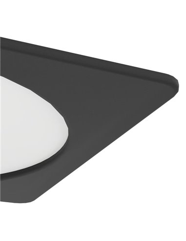 Downlight empotrable LED cuadrado 216×216mm negro FUEVA 6, CCT (2700K-4000K-6500K), 18,5W 2100Lm, IP20