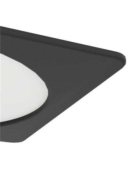 Downlight empotrable LED cuadrado 216×216mm negro FUEVA 6, CCT (2700K-4000K-6500K), 18,5W 2100Lm, IP20