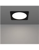 Downlight empotrable LED cuadrado 216×216mm negro FUEVA 6, CCT (2700K-4000K-6500K), 18,5W 2100Lm, IP20