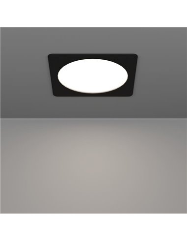 Downlight LED quadrado embutido 216x216mm preto FUEVA 6, CCT (2700K-4000K-6500K), 18,5W 2100Lm, IP20