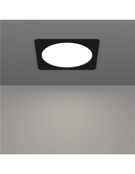 Downlight empotrable LED cuadrado 216×216mm negro FUEVA 6, CCT (2700K-4000K-6500K), 18,5W 2100Lm, IP20