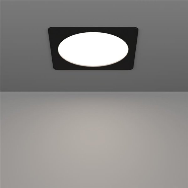 Downlight LED quadrado embutido 216x216mm preto FUEVA 6, CCT (2700K-4000K-6500K), 18,5W 2100Lm, IP20