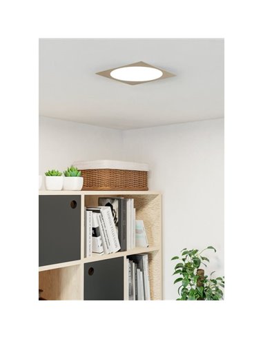 Luminaria empotrable LED cuadrada FUEVA 6 níquel 216×216mm, CCT (2700K-4000K-6500K), 18,5W 2100Lm, IP20