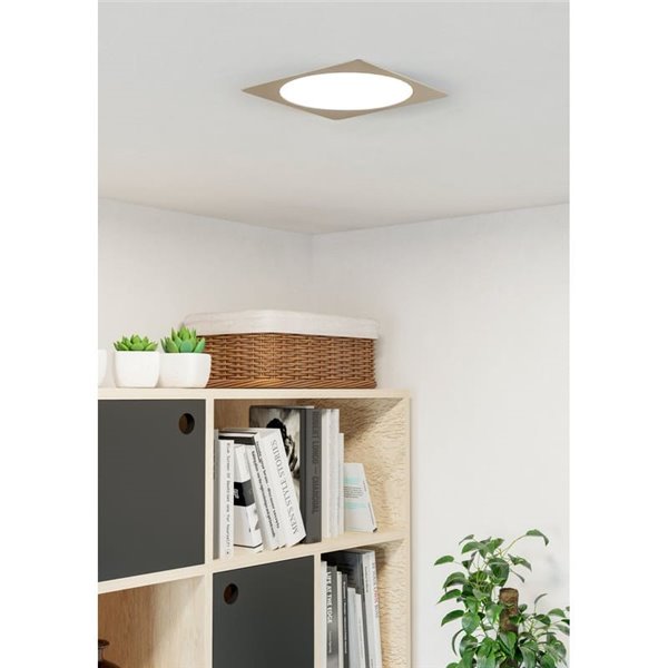 Luminaria empotrable LED cuadrada FUEVA 6 níquel 216×216mm, CCT (2700K-4000K-6500K), 18,5W 2100Lm, IP20