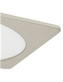 Luminaria empotrable LED cuadrada FUEVA 6 níquel 216×216mm, CCT (2700K-4000K-6500K), 18,5W 2100Lm, IP20