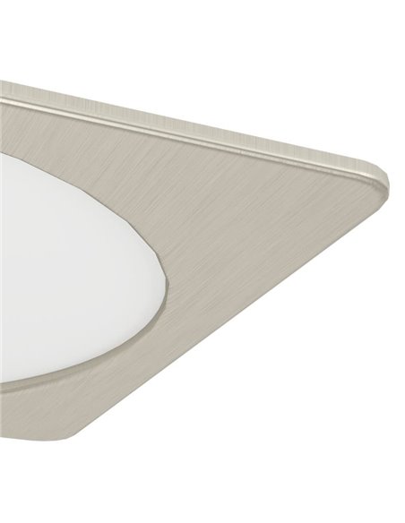 Luminaria empotrable LED cuadrada FUEVA 6 níquel 216×216mm, CCT (2700K-4000K-6500K), 18,5W 2100Lm, IP20