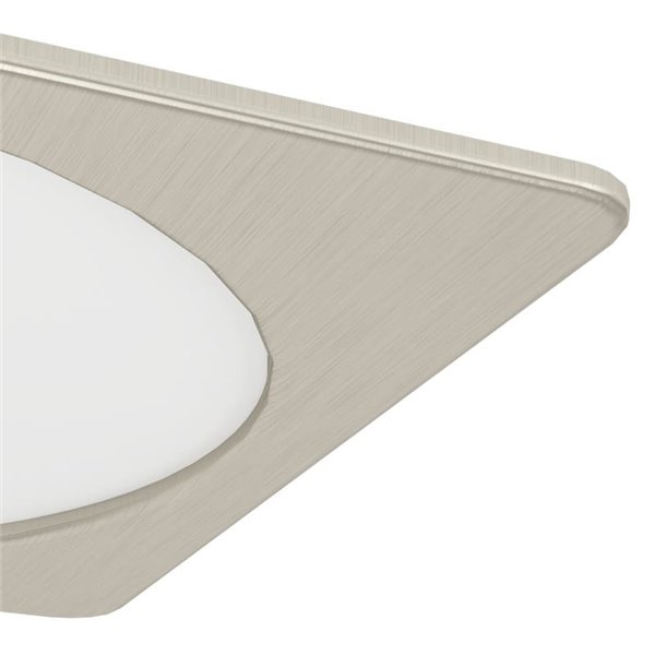 Luminaria empotrable LED cuadrada FUEVA 6 níquel 216×216mm, CCT (2700K-4000K-6500K), 18,5W 2100Lm, IP20