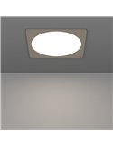 Luminaria empotrable LED cuadrada FUEVA 6 níquel 216×216mm, CCT (2700K-4000K-6500K), 18,5W 2100Lm, IP20