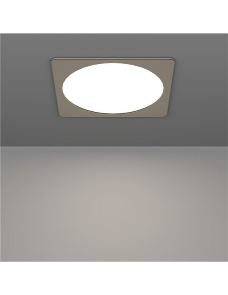 Luminaria empotrable LED cuadrada FUEVA 6 níquel 216×216mm, CCT (2700K-4000K-6500K), 18,5W 2100Lm, IP20