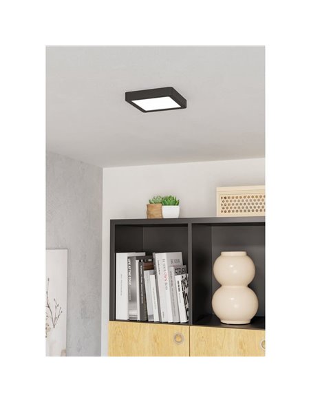 Downlight de superficie LED cuadrado 150×150mm negro FUEVA 6, CCT (2700K-4000K-6500K), 6,3W 720Lm, IP20