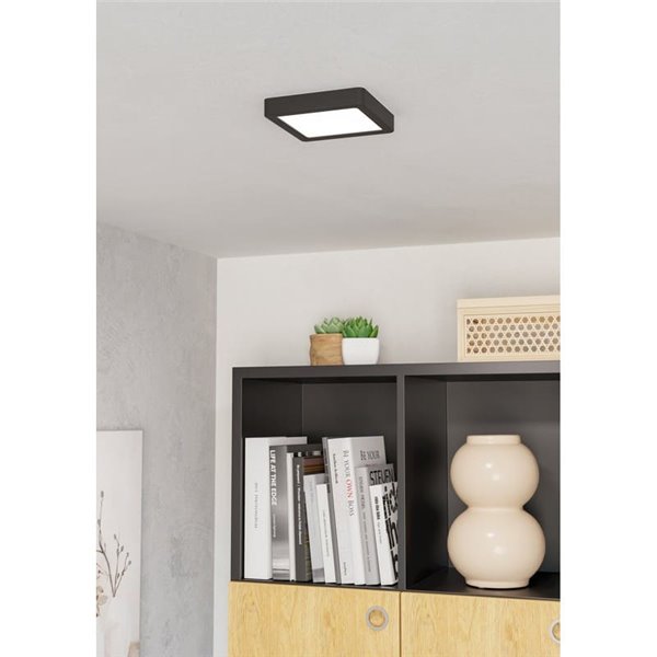 Downlight de superficie LED cuadrado 150×150mm negro FUEVA 6, CCT (2700K-4000K-6500K), 6,3W 720Lm, IP20