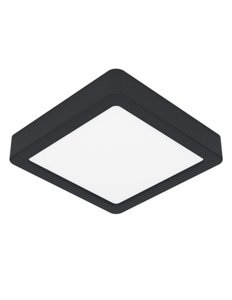 Downlight LED quadrado de superfície 150×150mm preto FUEVA 6, CCT (2700K-4000K-6500K), 6,3W 720Lm, IP20
