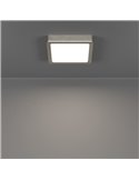 Plafón LED de techo cuadrado de superficie FUEVA 6 níquel 150×150mm, 6,3W 720Lm, CCT (2700K-4000K-6500K), IP20