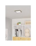 Plafón LED de techo cuadrado de superficie FUEVA 6 níquel 150×150mm, 6,3W 720Lm, CCT (2700K-4000K-6500K), IP20