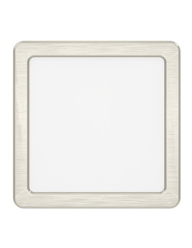 Plafón LED de techo cuadrado de superficie FUEVA 6 níquel 150×150mm, 6,3W 720Lm, CCT (2700K-4000K-6500K), IP20