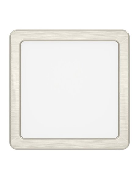 Plafón LED de techo cuadrado de superficie FUEVA 6 níquel 150×150mm, 6,3W 720Lm, CCT (2700K-4000K-6500K), IP20