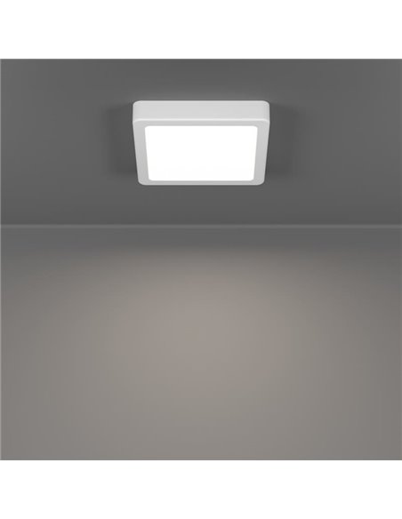 Plafón LED de superficie cuadrado para baño blanco FUEVA 6, 150×150mm, CCT (2700K-4000K-6500K), 6,3W 720Lm, IP44