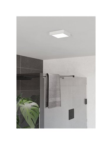 Luminária de teto LED quadrada para banheiro, branca, FUEVA 6, 150 x 150 mm, CCT (2700K-4000K-6500K), 6,3 W, 720 lm, IP44