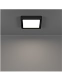 Downlight de superficie LED cuadrado baño negro FUEVA 6, 150×150mm, 6,3W 720Lm, CCT (2700K-4000K-6500K), IP44