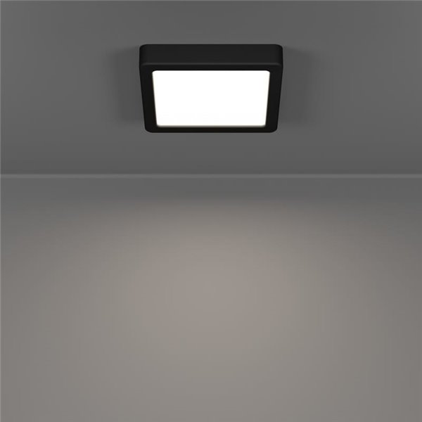 Downlight de superficie LED cuadrado baño negro FUEVA 6, 150×150mm, 6,3W 720Lm, CCT (2700K-4000K-6500K), IP44