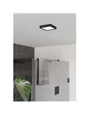Spot LED carré noir FUEVA 6 pour salle de bain, 150 x 150 mm, 6,3 W, 720 lm, CCT (2 700 K-4 000 K-6 500 K), IP44