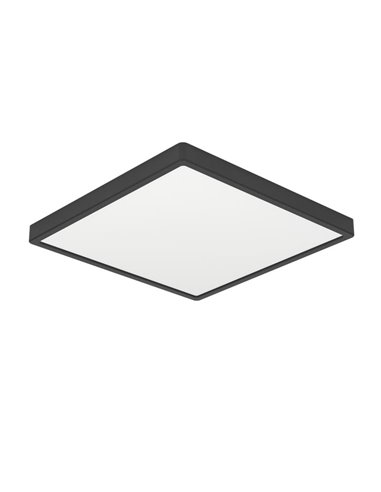 Spot LED carré noir FUEVA 6 pour salle de bain, 150 x 150 mm, 6,3 W, 720 lm, CCT (2 700 K-4 000 K-6 500 K), IP44