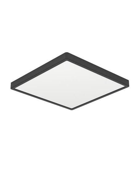 Downlight de superficie LED cuadrado baño negro FUEVA 6, 150×150mm, 6,3W 720Lm, CCT (2700K-4000K-6500K), IP44