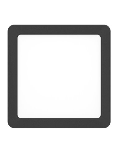 Spot LED carré noir FUEVA 6 pour salle de bain, 150 x 150 mm, 6,3 W, 720 lm, CCT (2 700 K-4 000 K-6 500 K), IP44