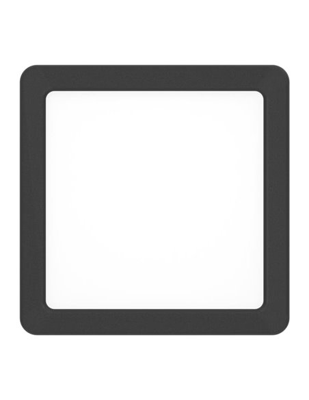 Spot LED carré noir FUEVA 6 pour salle de bain, 150 x 150 mm, 6,3 W, 720 lm, CCT (2 700 K-4 000 K-6 500 K), IP44