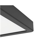 Downlight de superficie LED cuadrado baño negro FUEVA 6, 150×150mm, 6,3W 720Lm, CCT (2700K-4000K-6500K), IP44