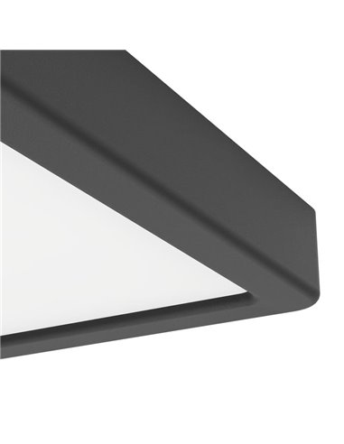 Downlight de superficie LED cuadrado baño negro FUEVA 6, 150×150mm, 6,3W 720Lm, CCT (2700K-4000K-6500K), IP44