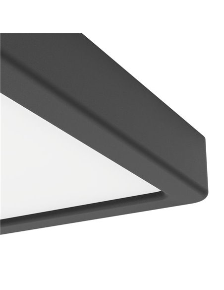 Downlight de superficie LED cuadrado baño negro FUEVA 6, 150×150mm, 6,3W 720Lm, CCT (2700K-4000K-6500K), IP44
