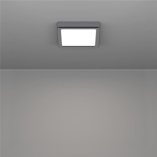 Plafón LED de superficie FUEVA 6 para baño, cromo 150×150mm, 6,3W 720Lm, CCT (2700K-4000K-6500K), IP44