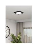 Downlight LED de superficie cuadrado negro FUEVA 6, 220×220mm, 10,5W 1200Lm, CCT (2700K-4000K-6500K), IP20