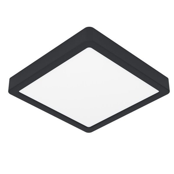 Downlight LED de superficie cuadrado negro FUEVA 6, 220×220mm, 10,5W 1200Lm, CCT (2700K-4000K-6500K), IP20