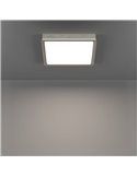 Luminaria LED de techo de superficie FUEVA 6, níquel 220×220mm, 10,5W 1200Lm, CCT (2700K-4000K-6500K), IP20
