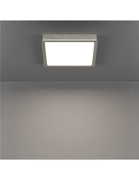 Luminaria LED de techo de superficie FUEVA 6, níquel 220×220mm, 10,5W 1200Lm, CCT (2700K-4000K-6500K), IP20