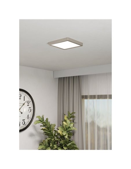 Plafonnier LED apparent FUEVA 6, nickel, 220 x 220 mm, 10,5 W, 1 200 lm, CCT (2 700 K-4 000 K-6 500 K), IP20