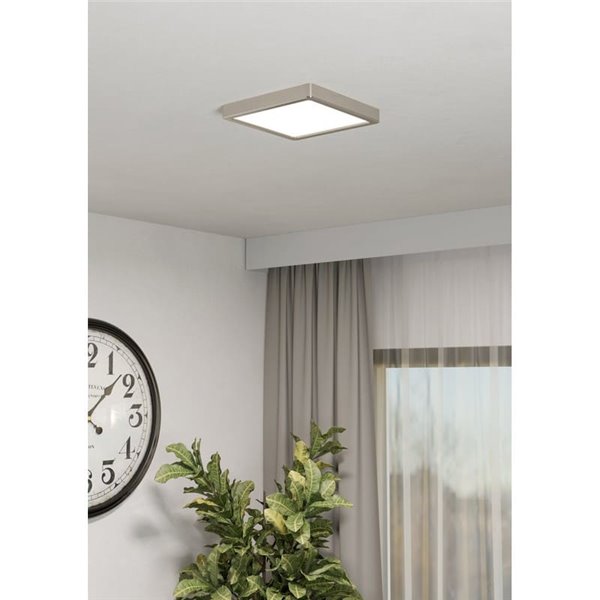 Plafonnier LED apparent FUEVA 6, nickel, 220 x 220 mm, 10,5 W, 1 200 lm, CCT (2 700 K-4 000 K-6 500 K), IP20