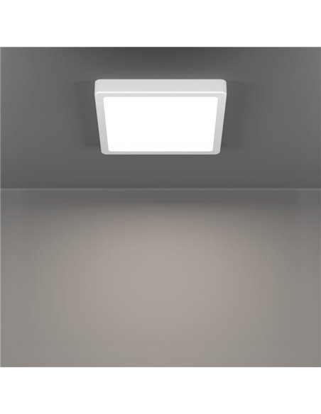 Luminária de teto de banheiro quadrada branca FUEVA 6 LED, 220x220 mm, 10,5 W, 1200 Lm, CCT (2700 K-4000 K-6500 K), IP44
